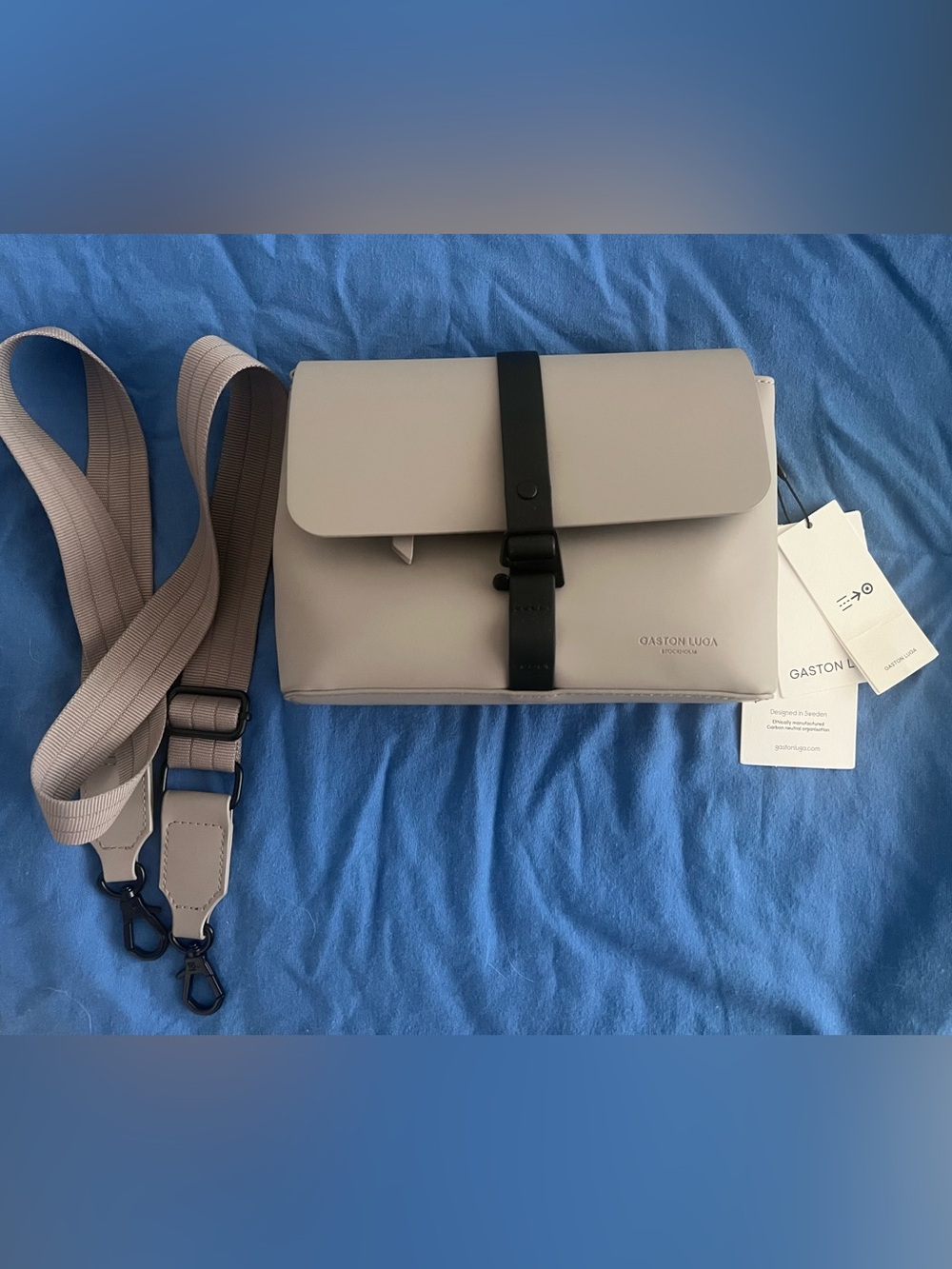 Gaston Luga Men's Crossbody Bag in Light Gray - Brand New w. Tags